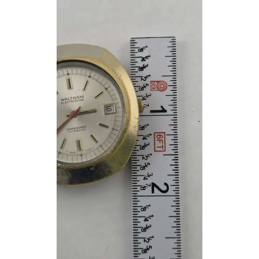 Vintage Mens Waltham GP Electrodyne Swissonic Incabloc Watch Parts or Repair